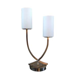 20.5 in. Brushed Nickel Table Lamp with Steel and Glass