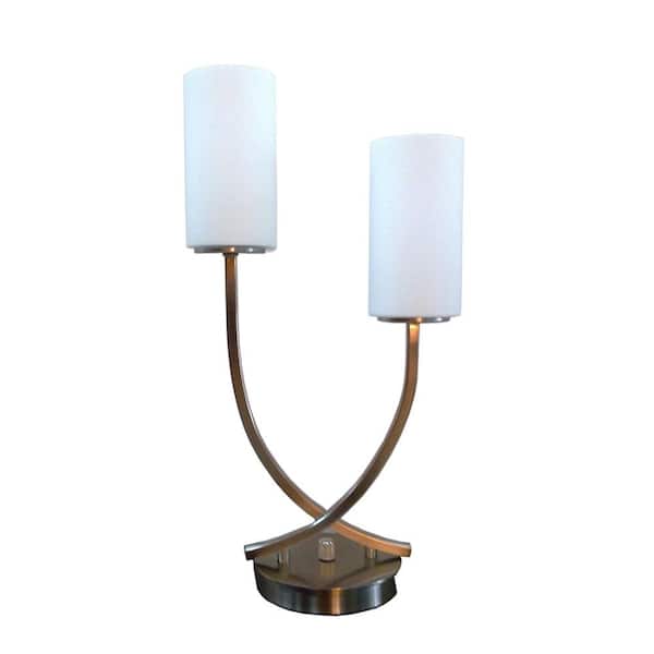 Fangio Lighting 20.5 in. Brushed Nickel Table Lamp with Steel and Glass