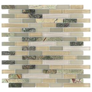 Tessera Piano Rainforest 11-3/4 in. x 12 in. x 8 mm Glass and Stone Mosaic Tile