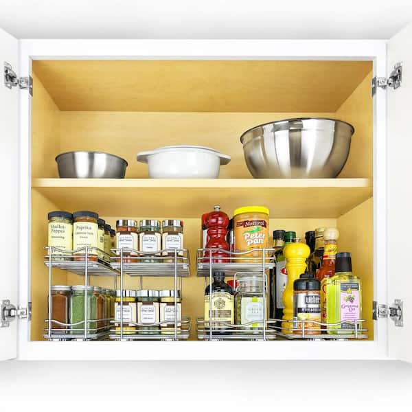 Simple Houseware 2-Tier (L+L) Organizer Pull Out Under Cabinet Sliding  Shelf, Chrome 