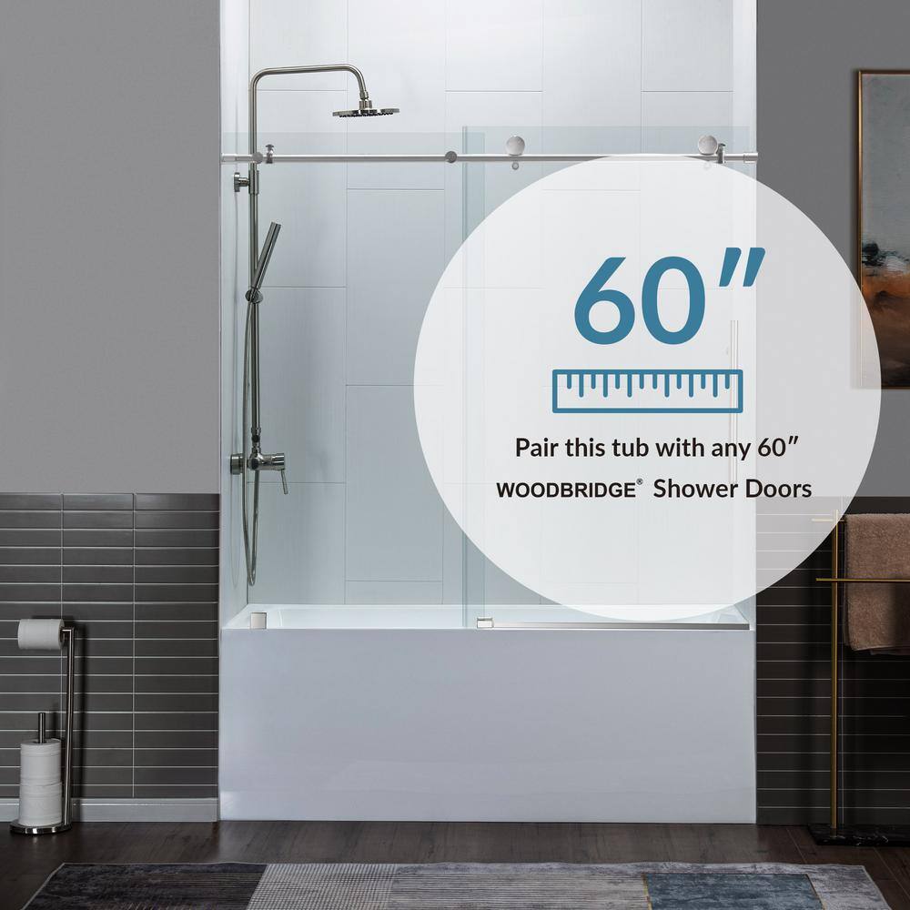 Vine 60'' White Acrylic Alcove Soaking Bathtub