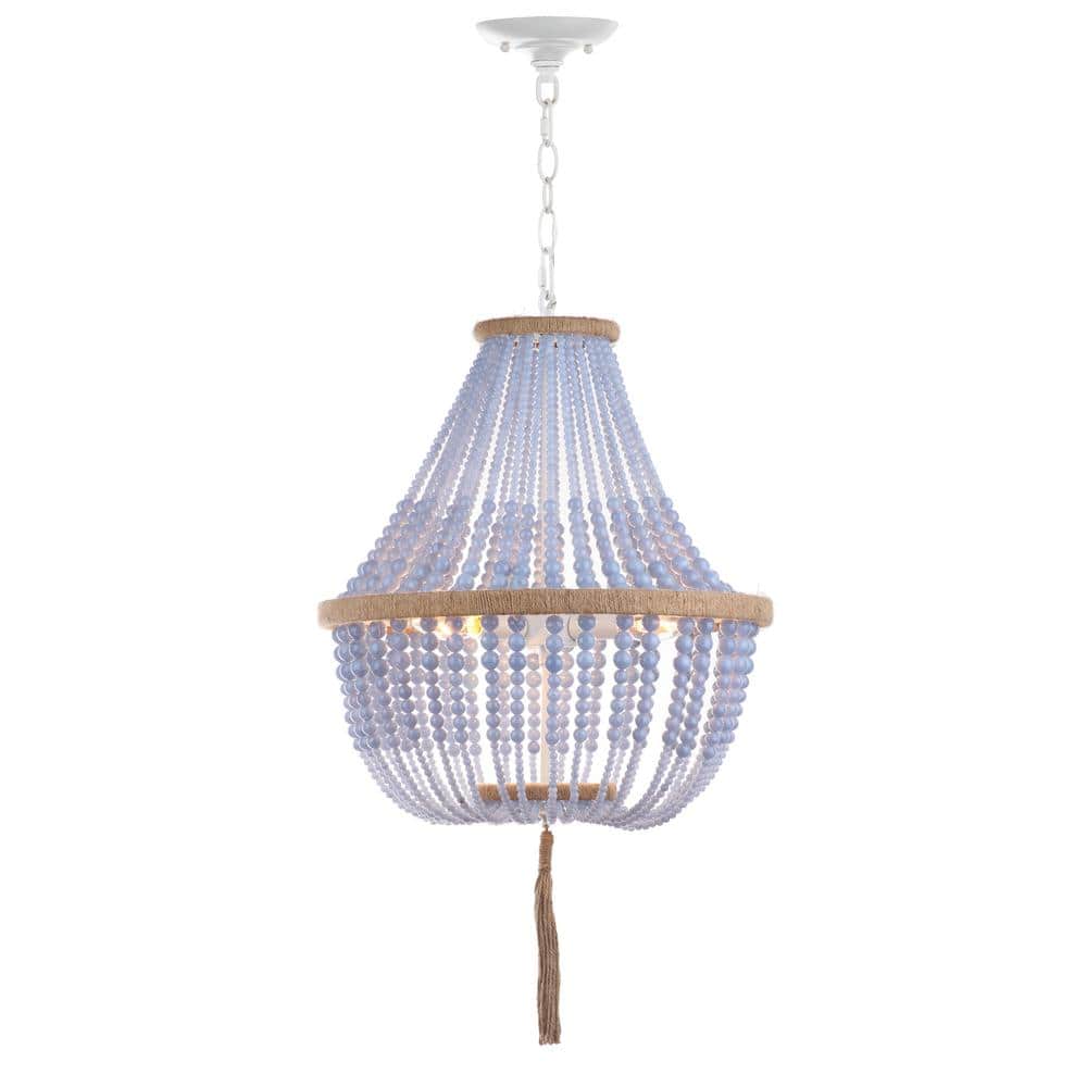 Contemporary Kristi 3-Light 16.5" Blue Beaded Pendant
