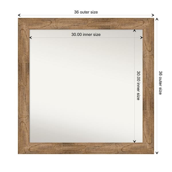 Amanti Art Owl Brown 35.5 in. W. x 35.5 in. Custom Non-Beveled Wood Framed Bathroom Vanity Wall Mirror