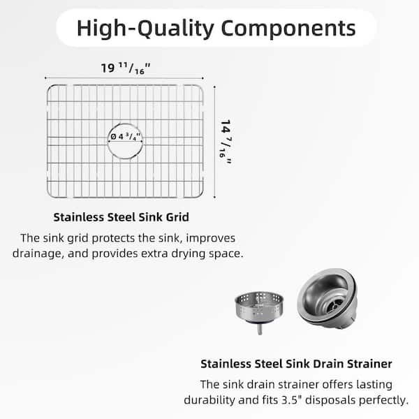 24 in. White Undermount Kitchen Sink Ceramic, Single Bowl Undermount / Drop-in Kitchen Sink, with Grid and Drain Kit