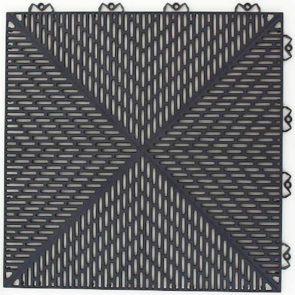 Bergo Unique 14.9 in. x 14.9 in. Graphite Polypropylene Garage Floor Tile (54 sq. ft. / case)