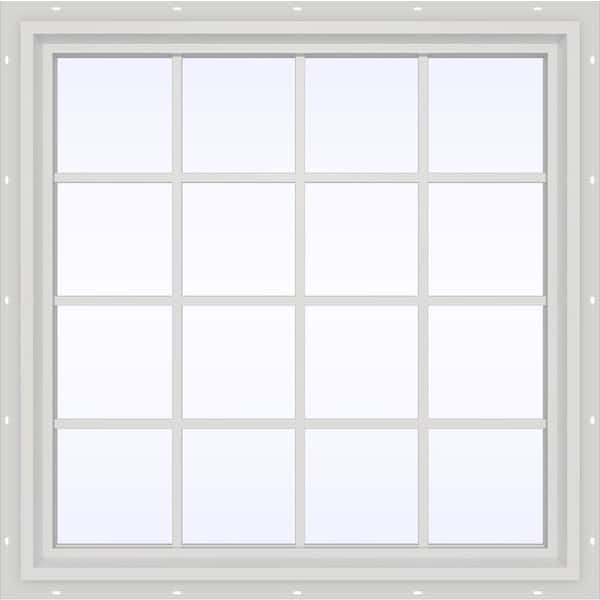 JELD-WEN 47.5 in. x 47.5 in. V-4500 Series White Vinyl Fixed Picture Window with Colonial Grids/Grilles