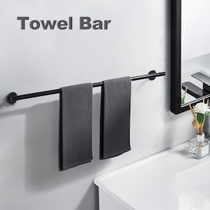 32 in. Stainless Steel Wall Mounted Single Towel Bar in Matte Black