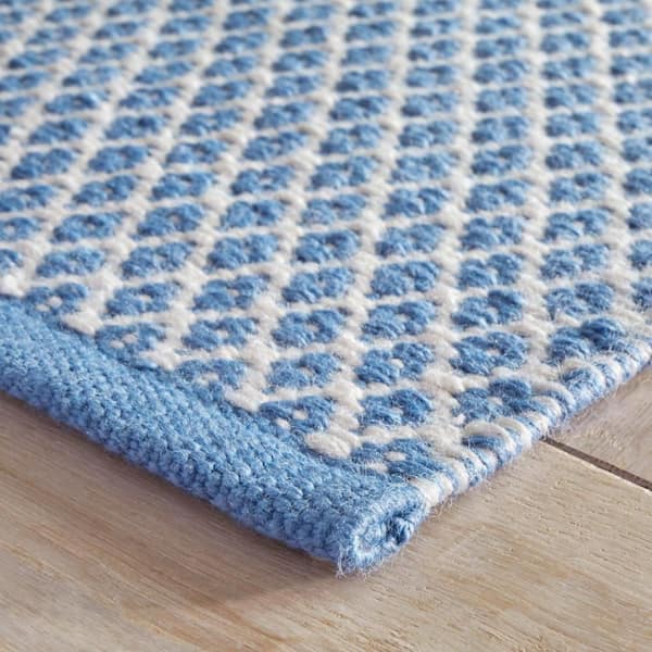 Mainsail Handwoven French Blue 3 ft. x 8 ft. Outdoor Runner Rug