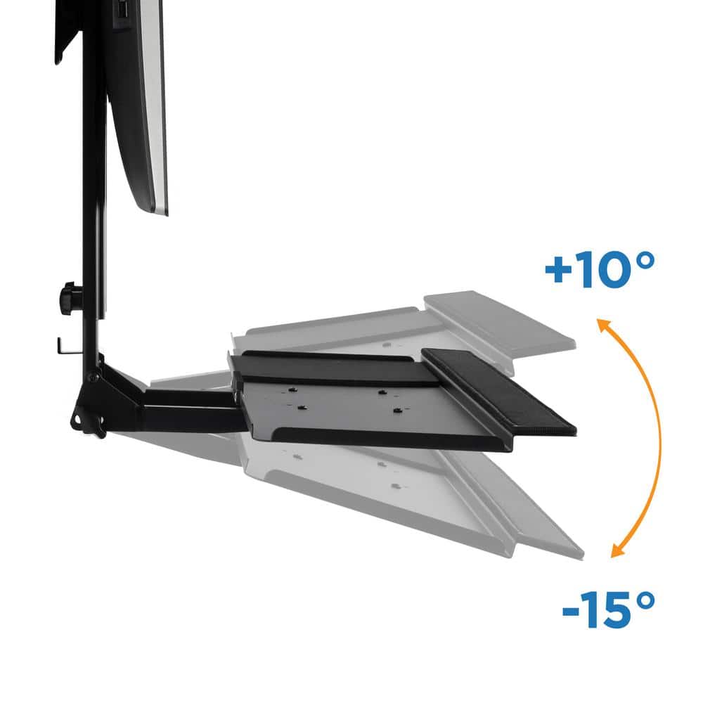 Black Adjustable Wall Mount for Monitor and Keyboard with CPU Holder