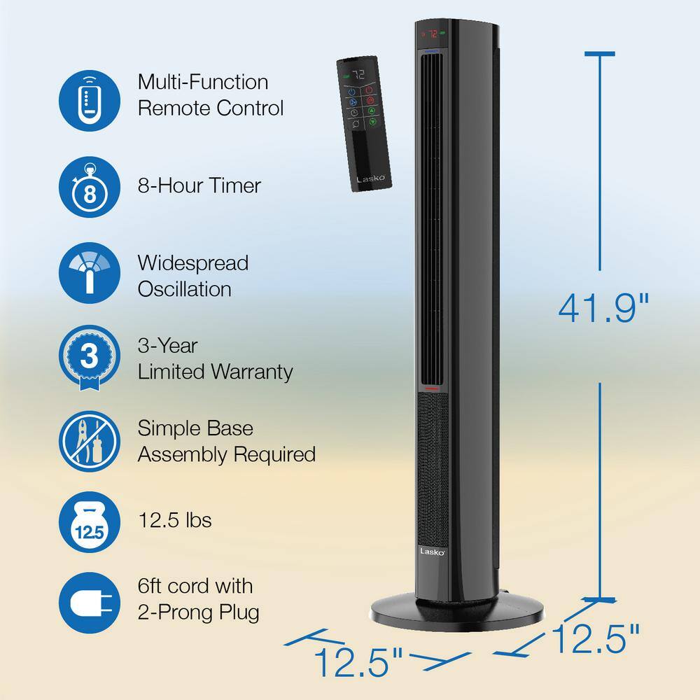 Black Ceramic Tower Fan and Space Heater with Remote