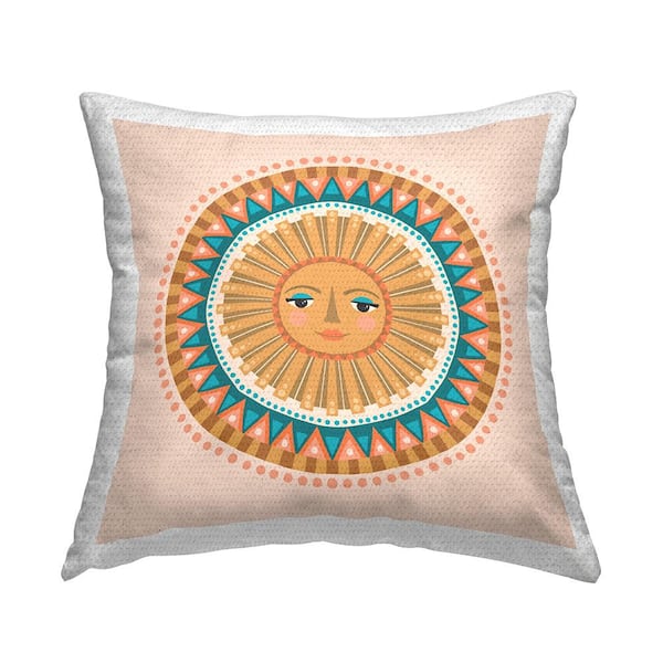 Stupell Industries Boho Sun Mandala Pattern Gold Square Outdoor Throw Pillow