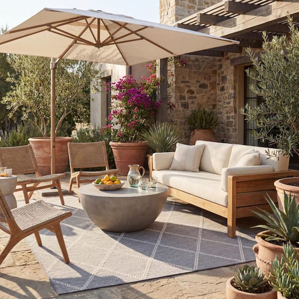 Oravelle Diamond Grey 8 ft. x 10 ft. Outdoor Area Rug