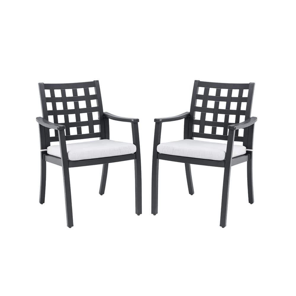 Oyezvary Modern Cast Aluminum Outdoor Dining Chairs with Lattice