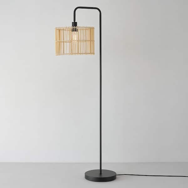 Globe Electric 58 in. Matte Black Floor Lamp with Bamboo Shade, On/Off  Rotary Switch on Socket 91002851 - The Home Depot