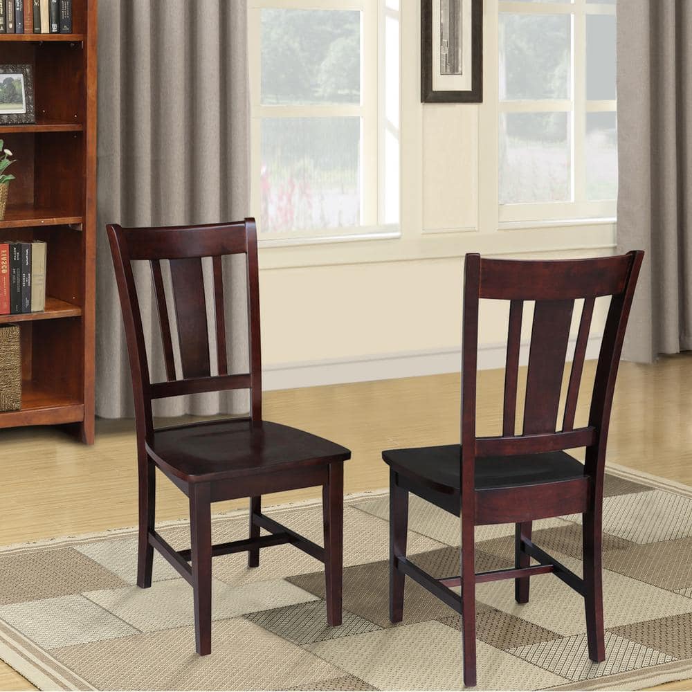 San Remo High Slat Back Solid Parawood Side Chair in Rich Mocha