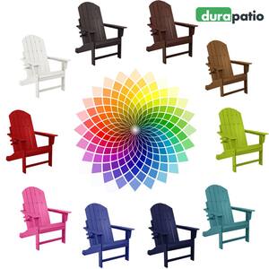 Heavy-Duty Navy Plastic Adirondack Chair with Extra Wide Seat, Taller Back, Cup-Holder, and 400 lb. Weight Capacity