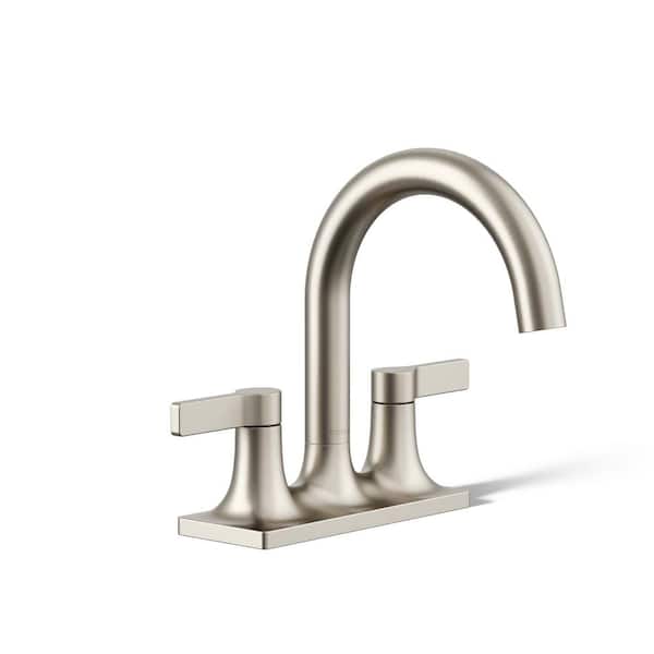 KOHLER Venza 4 in. Centerset Double Handle Bathroom Faucet in Vibrant Brushed Nickel
