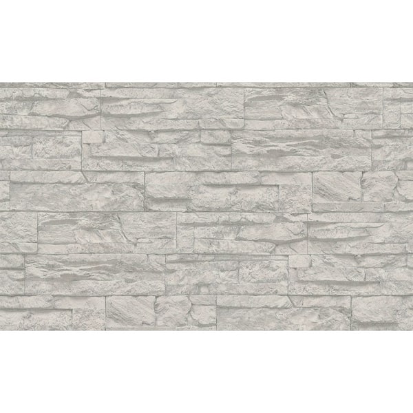 Unbranded Bricks and More Collection Grey Wide Granite Slabs Matte Finish Vinyl on Non-Woven Non-Pasted Wallpaper Roll