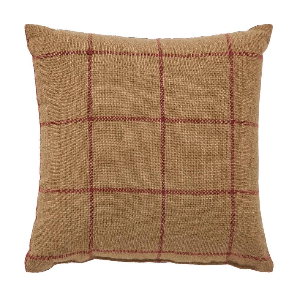 Connell Burgundy Cotton Patchwork Appliqued Throw Pillow