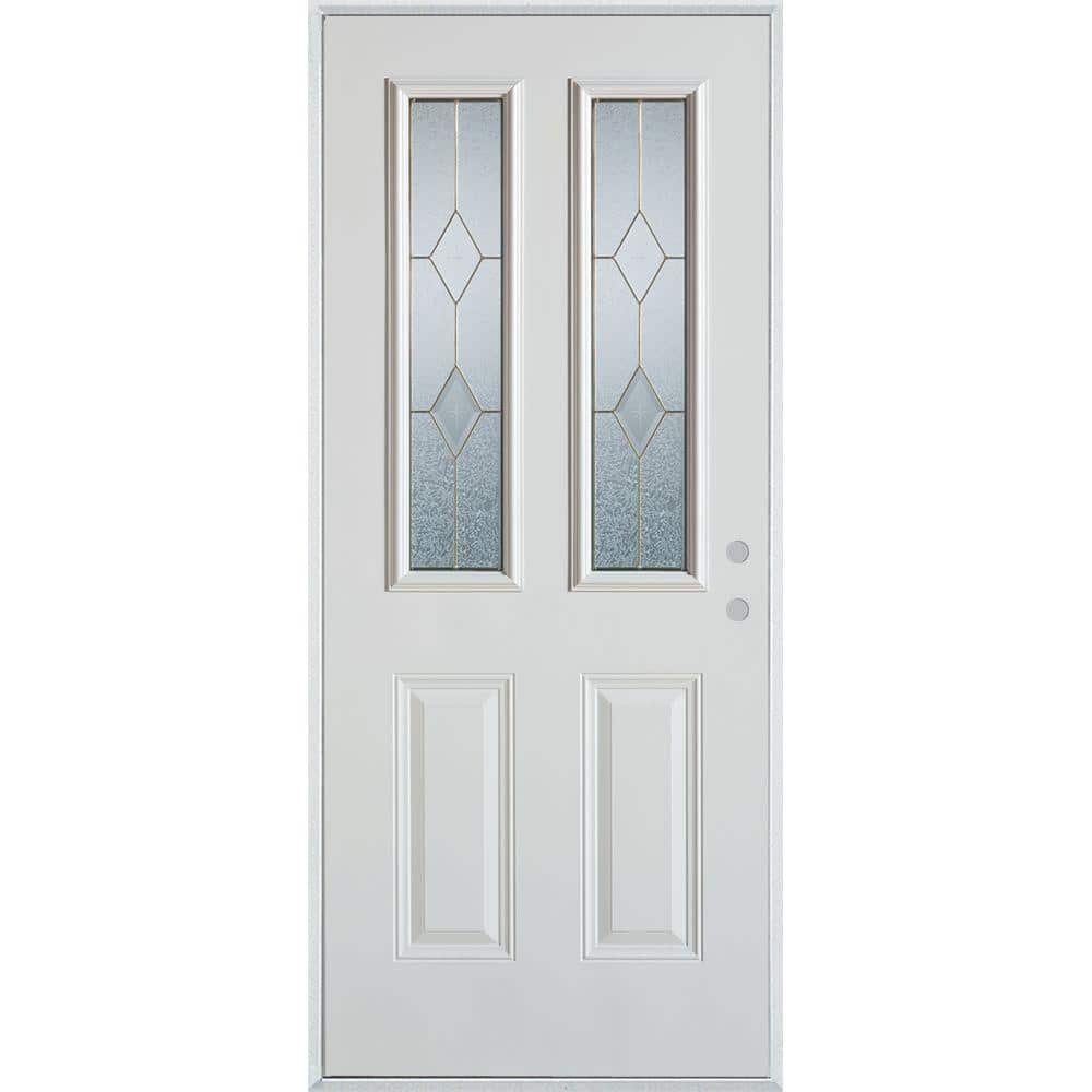 Geometric 32 in x 80 in 2 Panel Left-Hand/Inswing 2 Lite White Primed Smooth Fiberglass Prehung Front Door price history on PriceWatchPro