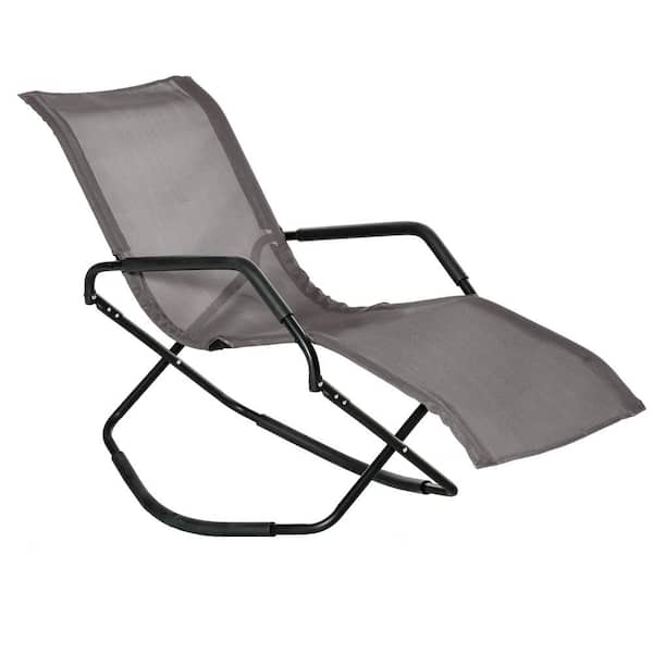 Unbranded White Outdoor Rocking Foldable Portable Sun Lounger Chaise Lounge Rocker for Sunbathing, Sun Tanning