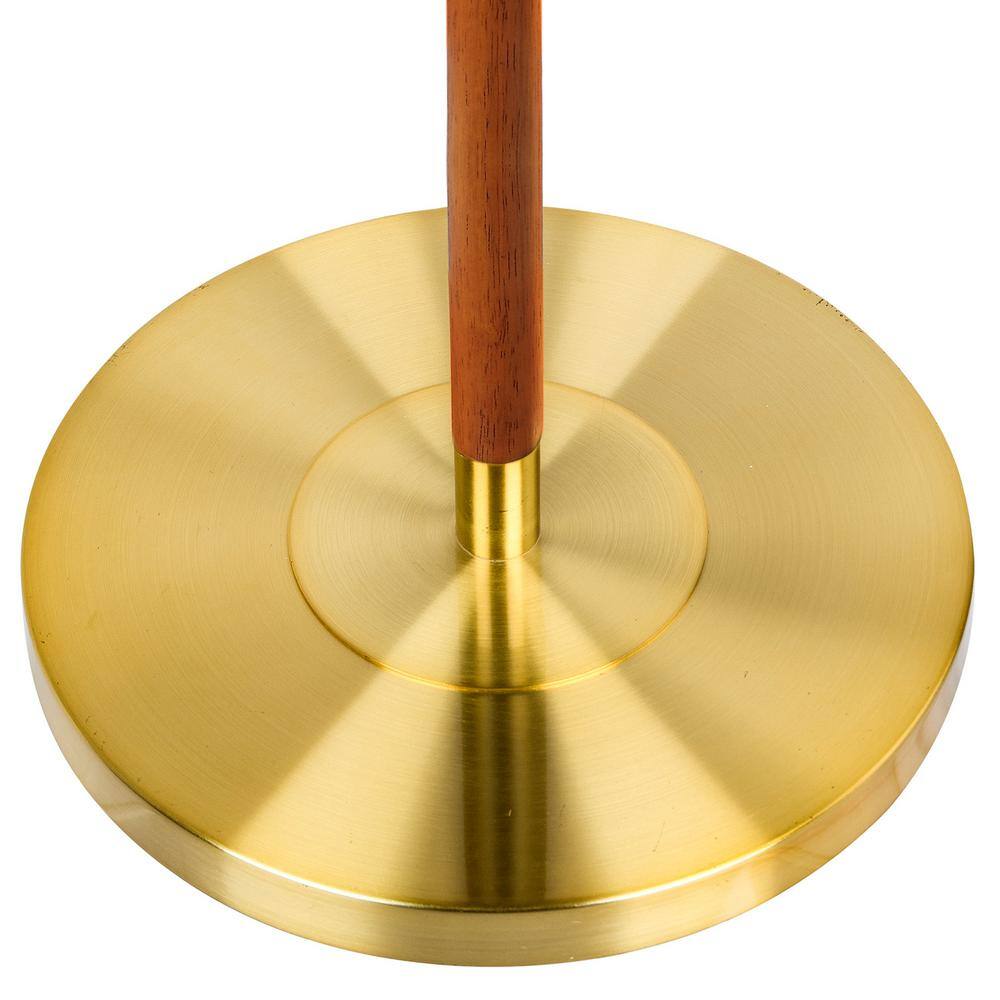 Brown and Brass Mid-Century Modern Floor Lamp with Table