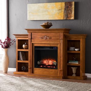 Parekah 70.25 in. Touch Panel Electric Fireplace in Glazed Pine