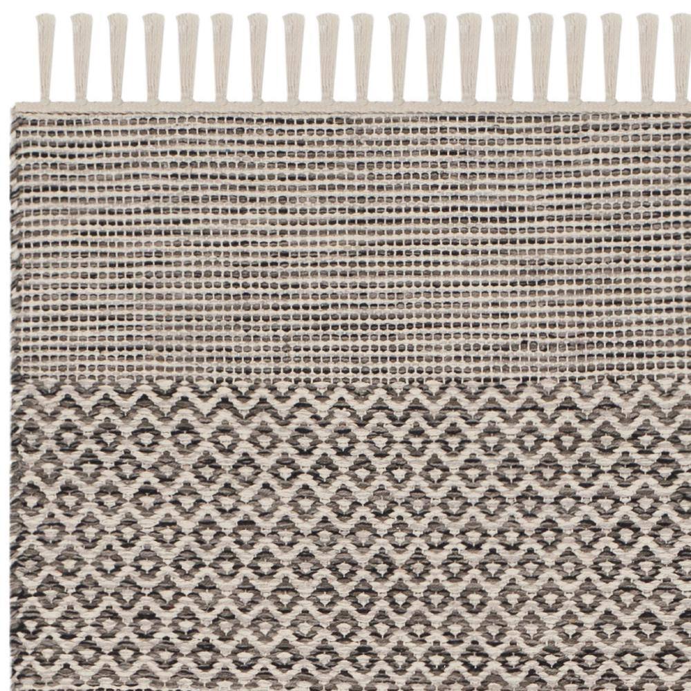 Ivory and Anthracite Handwoven Cotton-Wool Blend Area Rug 2'3" x 4'