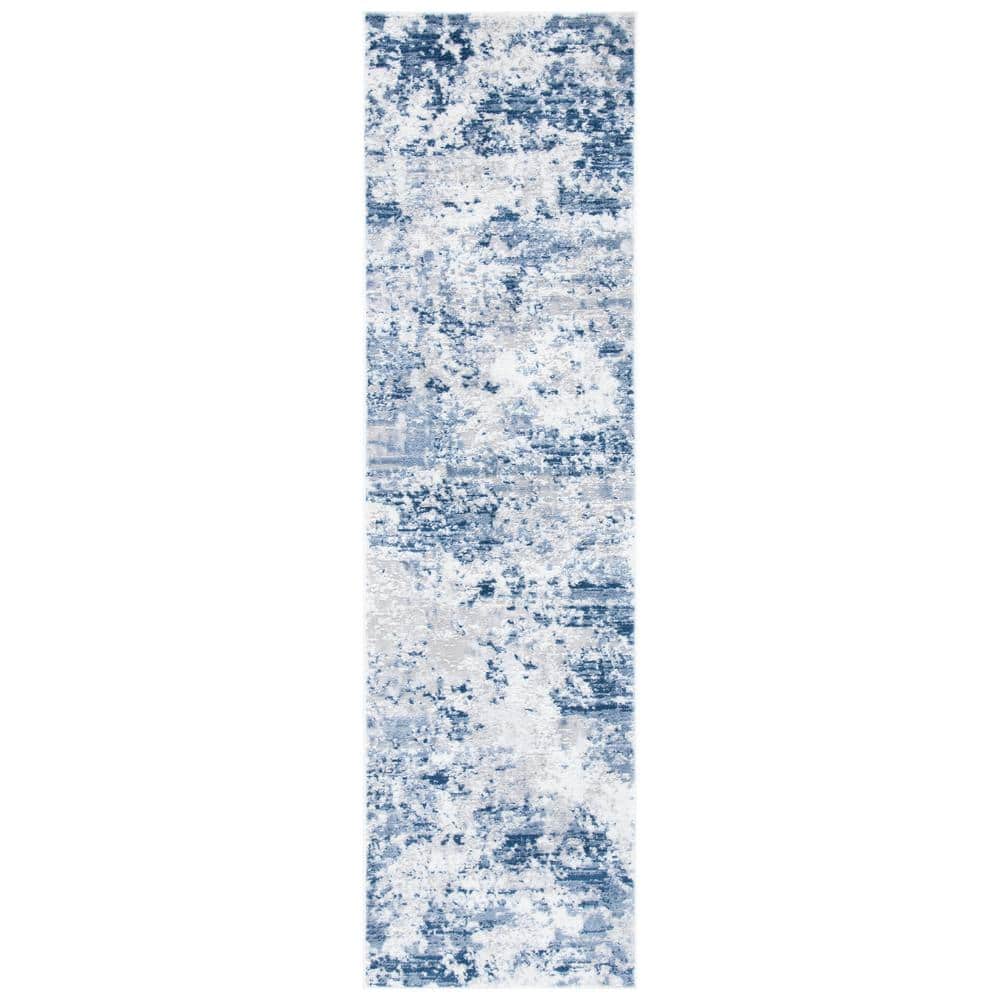 Amelia Navy and Gray Abstract Runner Rug