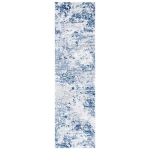 Amelia Navy/Gray 2 ft. x 10 ft. Distressed Abstract Runner Rug