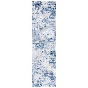 Amelia Navy/Gray 2 ft. x 14 ft. Distressed Abstract Runner Rug