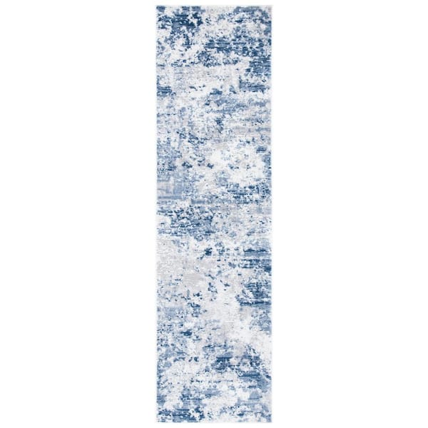 SAFAVIEH Amelia Navy/Gray 2 ft. x 14 ft. Distressed Abstract Runner Rug
