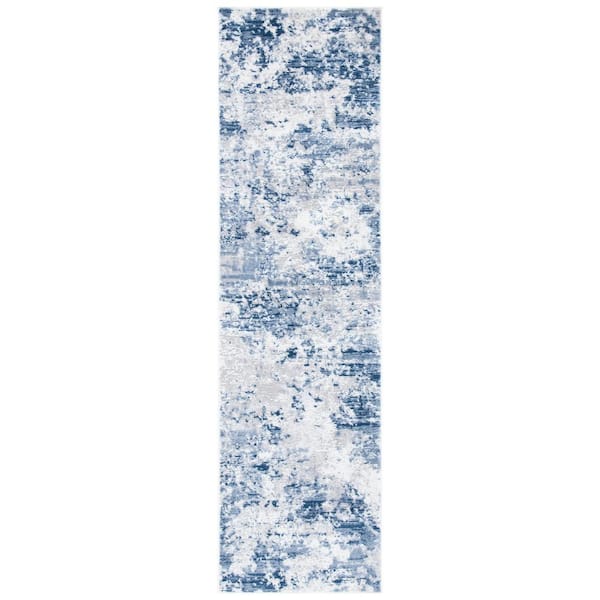 Amelia Navy/Gray 2 ft. x 14 ft. Distressed Abstract Runner Rug