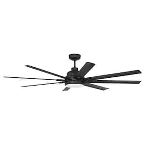 Rush 65 in. Integrated LED Indoor/Outdoor Flat Black Finish Hangdown Only Ceiling Fan Smart WI-FI Enabled Remote & Light