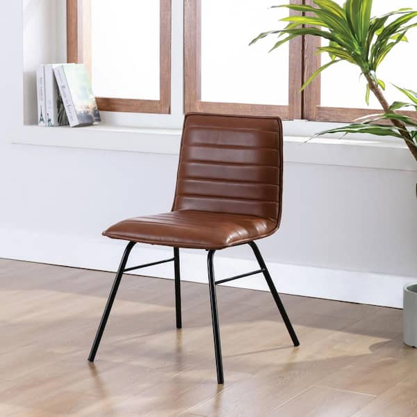 tan leather look dining chairs