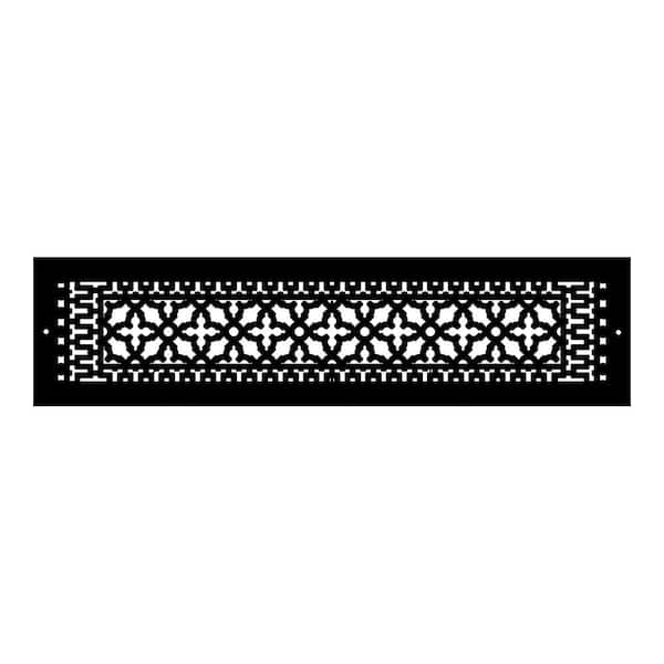 Reggio Registers Scroll Series 6 in. x 30 in. Aluminum Grille, Black with Mounting Holes