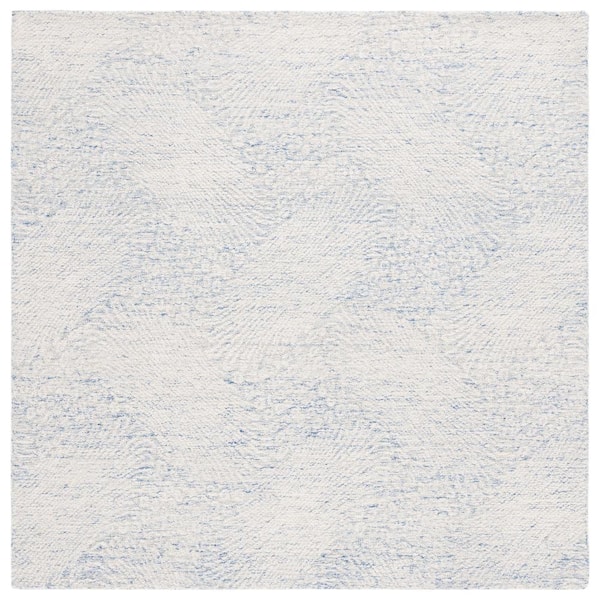 SAFAVIEH Ebony Blue/Ivory 6 ft. x 6 ft. Floral Square Area Rug