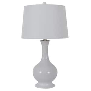 Traverse 27 in. White Fluted Table Lamp with Linen Shade