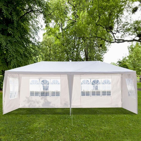 10 ft. x 20 ft. White Party Tent, Waterproof with 4 Removable Sidewalls