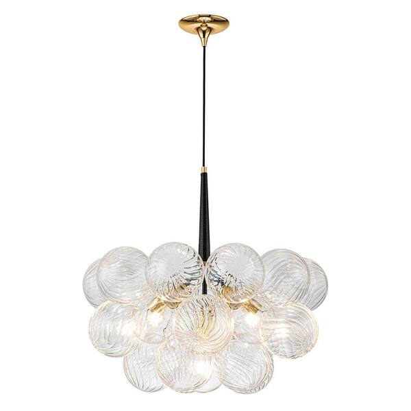 HUOKU Alma 6-Light 24.8 in.W Gold and Black Cluster Bubble