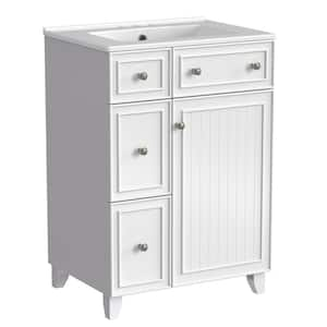 24 in. W x 18.3 in. D x 34.3 in. H Single Sink Freestanding Bath Vanity in White with White Ceramic Top