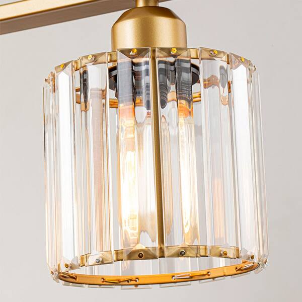 TinHon Modern 5-Light Gold Linear Island Chandelier with Crystal
