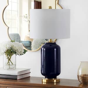 Amaia 26 in. Navy Table Lamp with White Shade