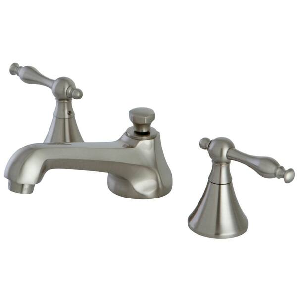 Kingston Brass Naples 8 in. Widespread 2-Handle Bathroom Faucet in Brushed Nickel