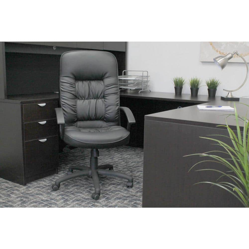 Executive High-Back Swivel Chair with LeatherPlus and Lumbar Support