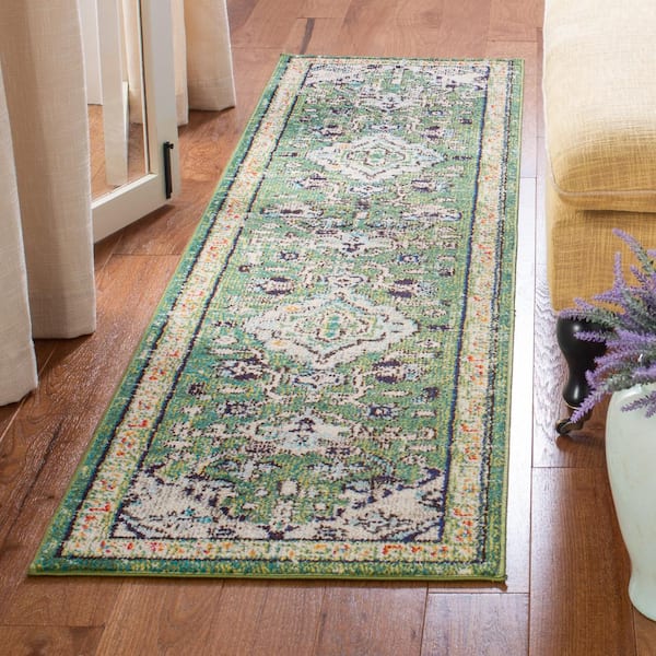 Madison Green/Turquoise 2 ft. x 14 ft. Runner Rug