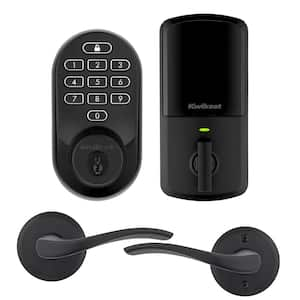 Halo Matte Black Keypad Wi-Fi Electronic Smart Lock Deadbolt with Sedona Passage Lever Combo Pack