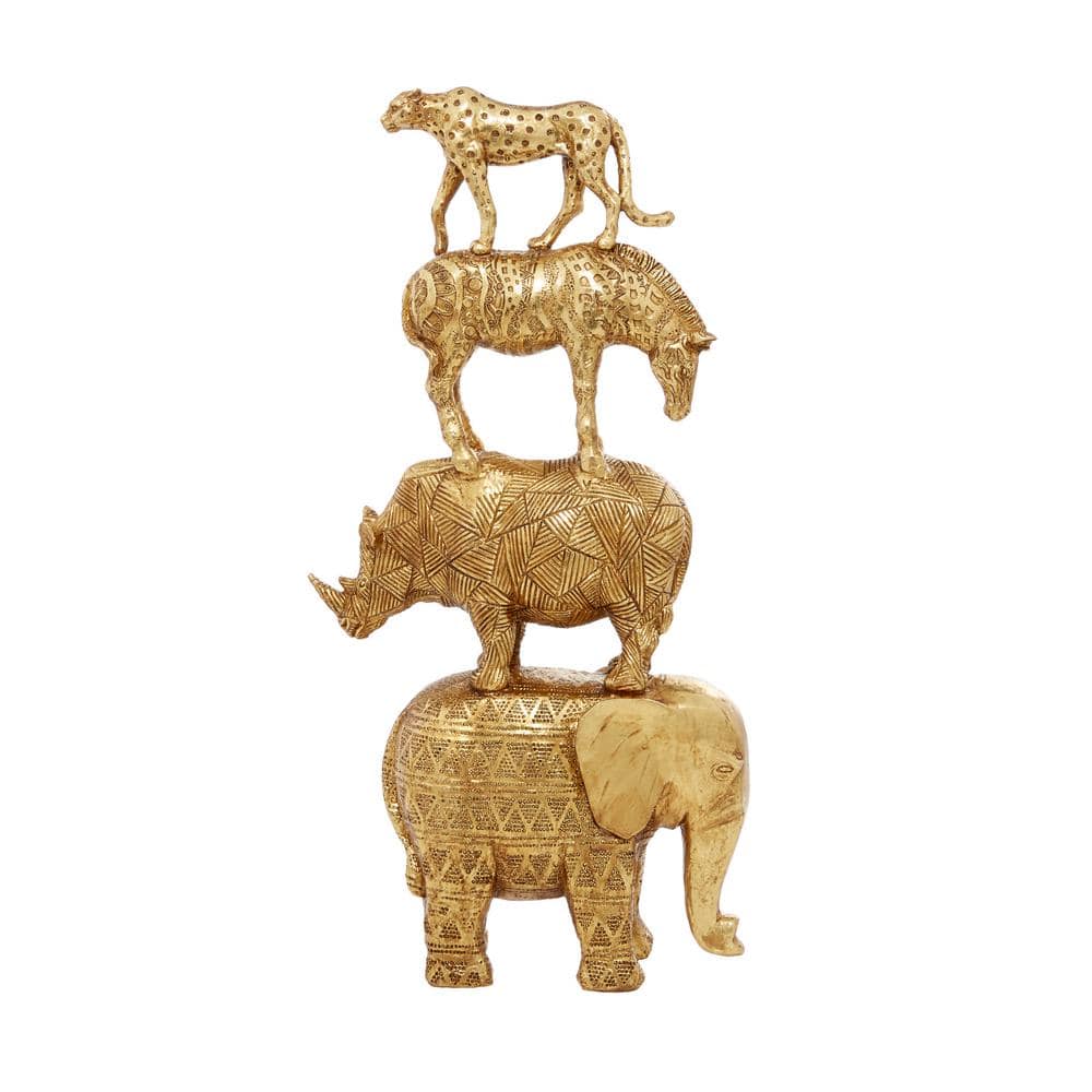Elegant Gold Resin Elephant Sculpture 24" Decor Accent