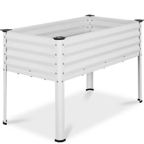 Best Choice Products 48 in. x 24 in. x 30 in. White Rectangle Galvanized Steel Raised Garden Bed Planter Box