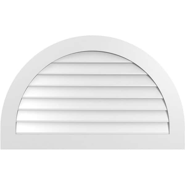 Ekena Millwork 42 in. x 26 in. Round Top White PVC Paintable Gable Louver Vent Non-Functional